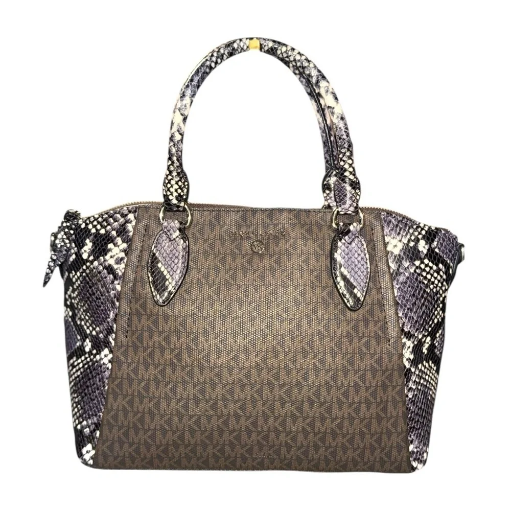 Michael Kors Sienna Snakeskin and Monogram Satchel Tote Bag